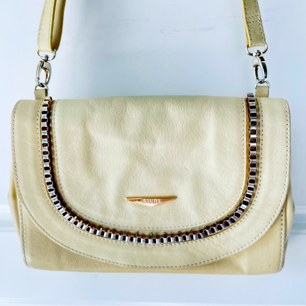 GIUDI LEATHER YELLOW CROSSBODY VINTAGE SHOULDER WOMEN BAG